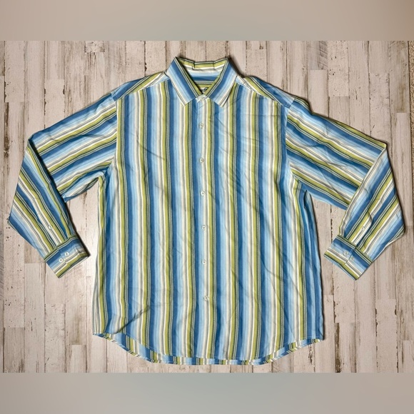 Tommy Bahama Other - Tommy Bahama Shirt Men's Large Blue/green Button Up 100% Silk Long Sleeve L